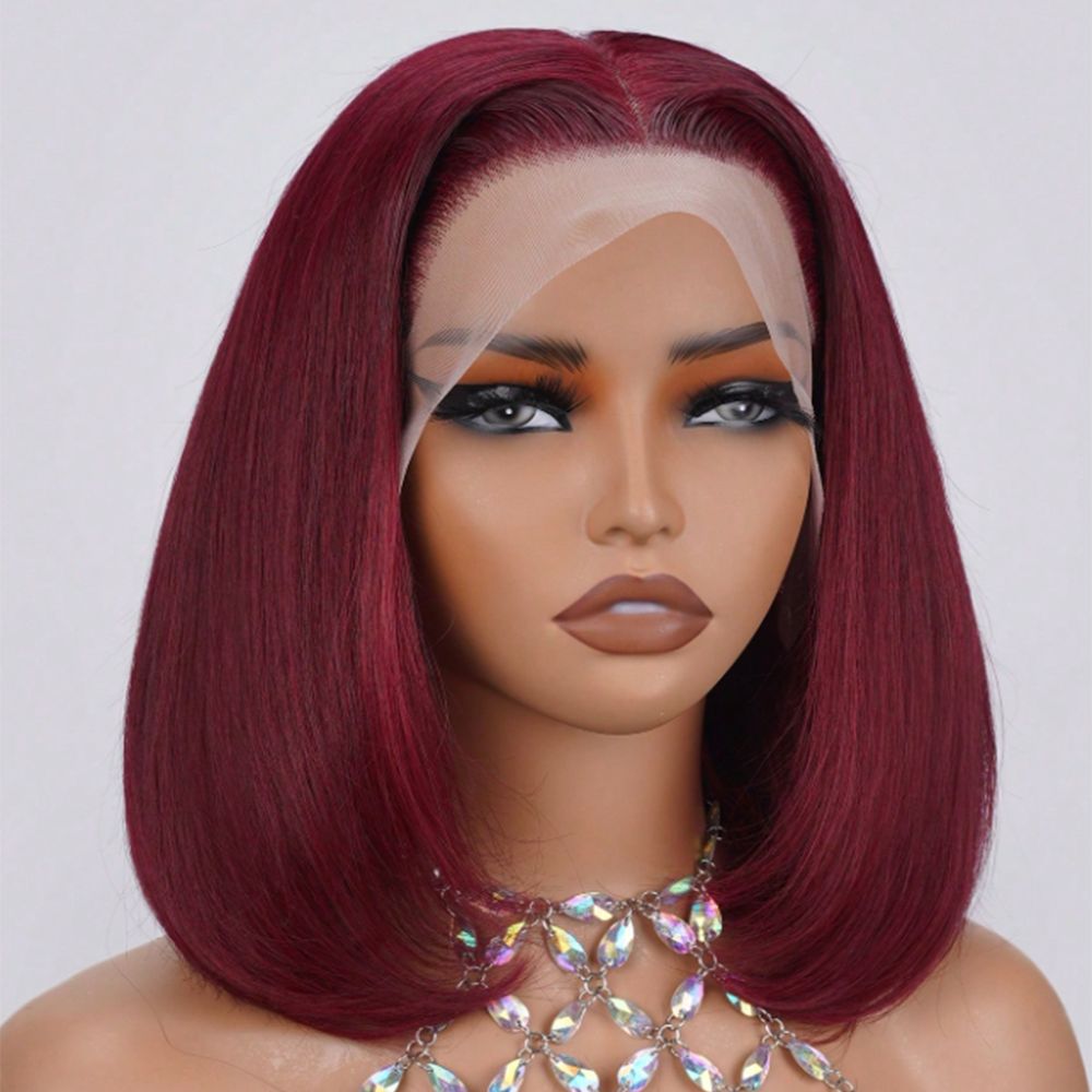 CRIMSON – 16” Short Bob Burgundy Lace Front Wig